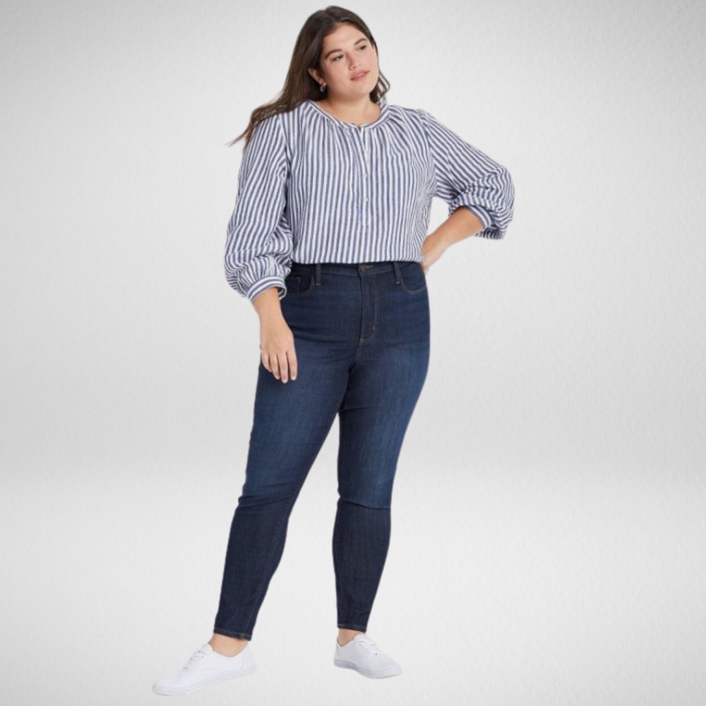 Women's High-rise Skinny Jeans - Dark Blue